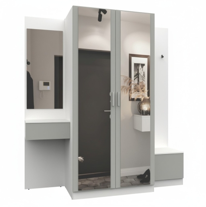 Набор мебели для прихожей "Марсель-158" МР 01-158 В2160 Ш2000 Г580 (ЛДСП Шиншилла серая) Набор мебели для прихожей "Марсель-158" МР 01-158 В2160 Ш2000 Г580 (ЛДСП Шиншилла серая)